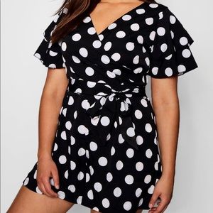 Boohoo plus polka dot romper